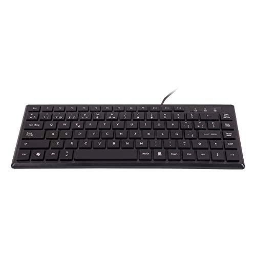 UNYKAch Teclado Mini KB 302,Teclas Mini Ultra Planas de Membrana con 83 Teclas, Conexión USB, Disposición QWERTY Español