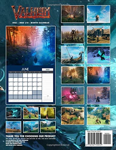 Valheim Calendar 2022-2023: Valheim Calendar 2022 - OFFICIAL Games calendar 2022 18 months- Planner Gifts boys girls kids and all Fans BIG SIZE 17''x11''(Kalendar Calendario Calendrier).