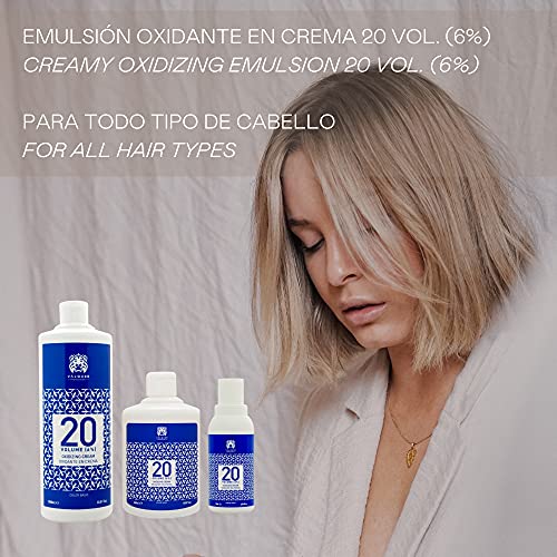 Valquer Profesional Oxigenada Estabilizada en Crema, 20 Volumenes (6%). Coloración capilar permanente. Uso profesional peluquería. Formulación vegana - 1000 Ml