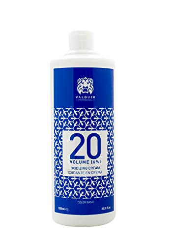 Valquer Profesional Oxigenada Estabilizada en Crema, 20 Volumenes (6%). Coloración capilar permanente. Uso profesional peluquería. Formulación vegana - 1000 Ml