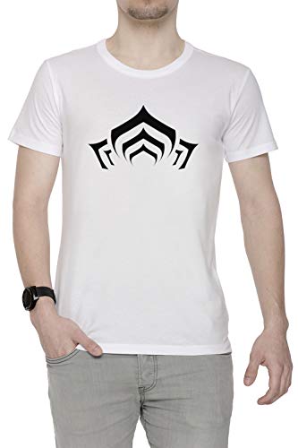 Warframe Loto Símbolo Hombre Camiseta Cuello Redondo Blanco Manga Corta Tamaño L Men's White T-Shirt Large Size L