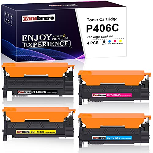 Zambrero CLT-P406C CLT-406S Cartucho de Tóner Reemplazo para CLT-K406S CLT-C406S CLT-M406S CLT-Y406S Compatible con Samsung Xpress SL-C460W C410W C460FW C463W CLX-3305 3300 3305FW CLP-360 365 365W