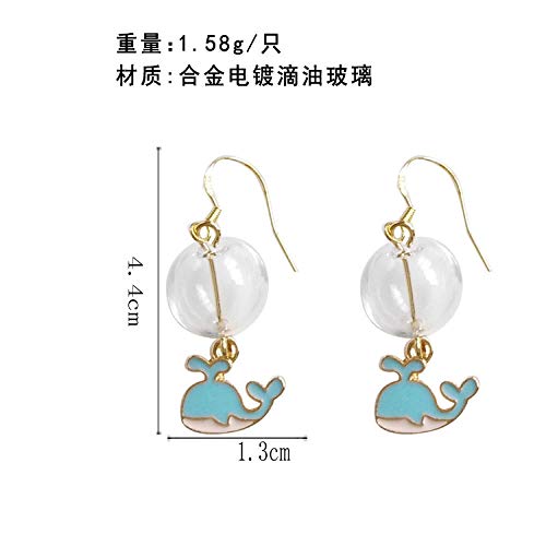 Zuiaidess Pendientes De Mujer,Cartoon Animal Personalidad Creativa Textura Metal Cute Ballena Gancho De Oreja Colgante para Mujer Accesorios Joyas Diaria