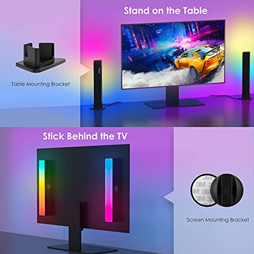 2 Barras de Luz RGB Inteligent, PBKDD Smart Luces LED, Luz de Ambiente de Interior con 20 Efectos de Iluminación y 8 Modos de Ritmo Musical para Habitación Gaming, Controladas por APP para TV, PC