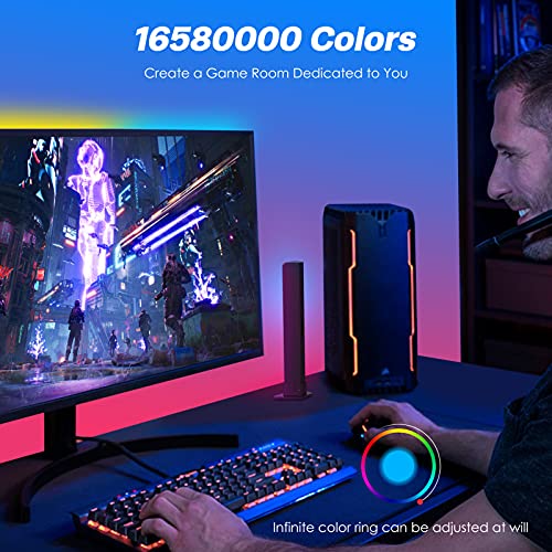 2 Barras de Luz RGB Inteligent, PBKDD Smart Luces LED, Luz de Ambiente de Interior con 20 Efectos de Iluminación y 8 Modos de Ritmo Musical para Habitación Gaming, Controladas por APP para TV, PC