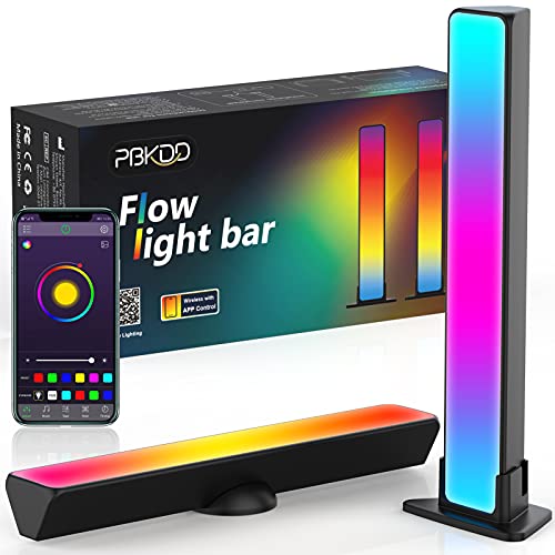 2 Barras de Luz RGB Inteligent, PBKDD Smart Luces LED, Luz de Ambiente de Interior con 20 Efectos de Iluminación y 8 Modos de Ritmo Musical para Habitación Gaming, Controladas por APP para TV, PC