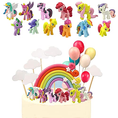 25 Pcs Unicornio Decoración de Tartas,Juego de tarta mini unicornio,Unicornio Cake Topper Figuras Party Supplies Cake Decorations para Niños Niñas Regalo Decoraciones de Fiesta de Cumpleaños