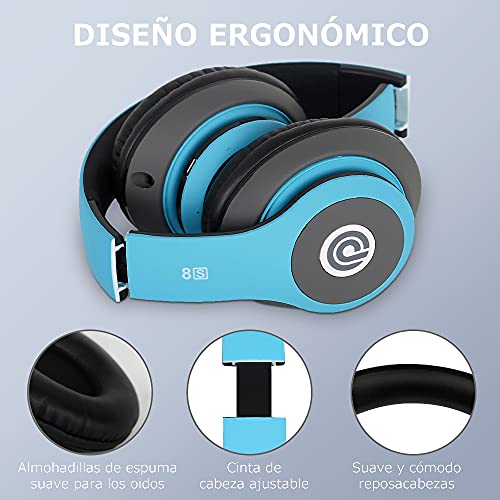 8S Auriculares Inalámbricos, Audífonos Inalámbricos Bluetooth Plegables HiFi con Micrófono Incorporado y Control de Volumen Eliminación de Ruido, Soporte Micro SD/TF/FM, para iPhone/Samsung/iPad/PC