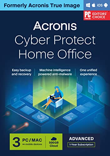 Acronis Cyber Protect Home Office | Advanced | 500 GB de almacenamiento | 3 Dispositivo | 3 Usuario | 1 Año | Código de activación enviado por email