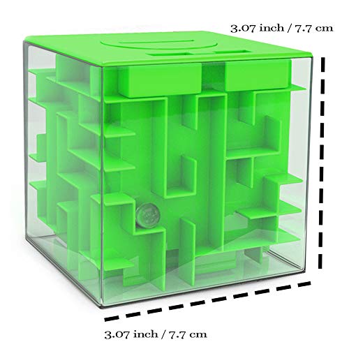 AGREATLIFE Caja Money Maze Laberinto De Dinero | Cubo Puzzle Rompecabezas | Idea Original para Regalar A Niños Y Adultos | Kit De Recompensa Reutilizable | Laberinto con Sorpresa | Lado 7.6 Cm, Verde