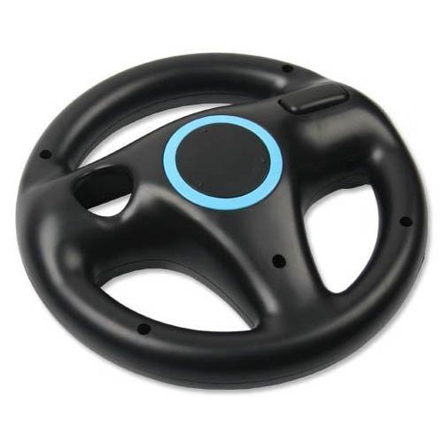 AMEEGO Steering Wheel Design Stand Mario Kart Racing Game Steering Wheel Stand For Wii Game Controller (Black)