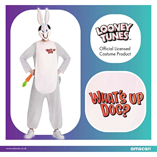 amscan 9907173 Warner Bros Bugs Bunny Bunny Disfraz de conejo (grande) para adulto, color gris