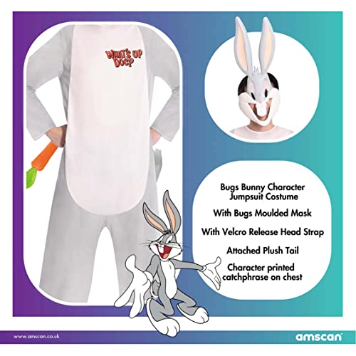 amscan 9907173 Warner Bros Bugs Bunny Bunny Disfraz de conejo (grande) para adulto, color gris