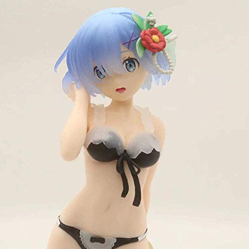 Anime Figuras Diferente Mundo A Partir de Cero REM Black Bods Traje de baño Figura de acción Carácter Anime Modelo Coleccionables Regalos de Anime Juguetes Modelo Kits 20cm