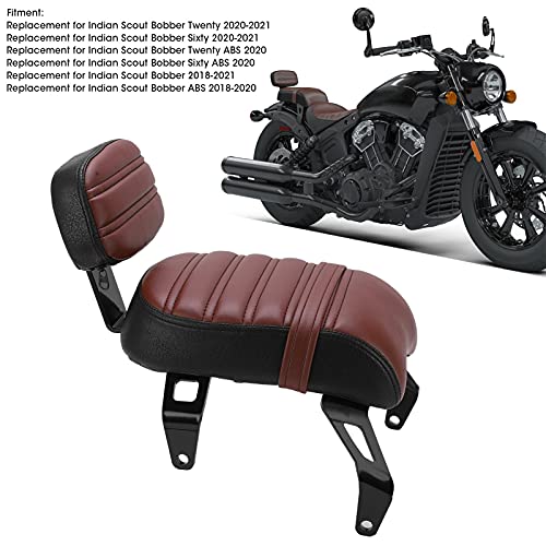 Asiento De Pasajero De Motocicleta, Asiento Del Pasajero Trasero Con Juegos De Respaldo Repuesto Para Indian Scout Bobber 2018-2021(marrón)