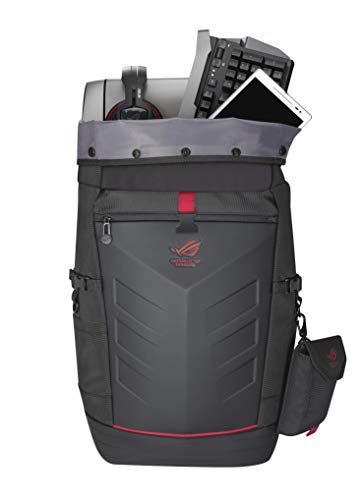 Asus ROG Ranger Backpack Gaming Mochila (para portátiles de hasta 17 Pulgadas, Bolsillo Extra para Accesorios, Impermeable, Acolchada), Color Negro