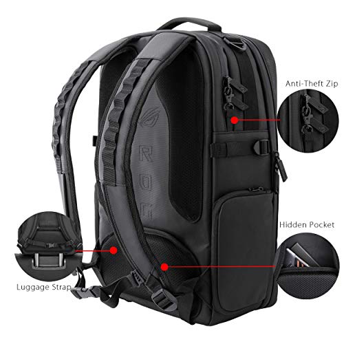 ASUS ROG Ranger BP3703 - Mochila modular para videojuegos con cable de carga, cremallera antirrobo y repelente al agua, apta para portátiles de hasta 17 pulgadas