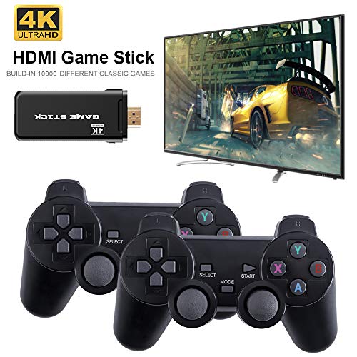 Atrumly Consola de Juegos inalámbrica USB, Controlador inalámbrico Stick-2, Integrado 10000 Classic Game TV Salida HD Reproductor Dual 2.4G Bluetooth 8-bit Mini Controller Consola de Videojuegos