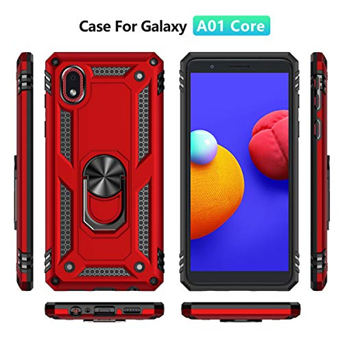 BestST Funda para movil Samsung A01 Core/M01 Core Armor Carcasa con 360 Anillo iman Soporte Hard PC y Silicona TPU Bumper antigolpes Fundas Carcasas Case, Negro