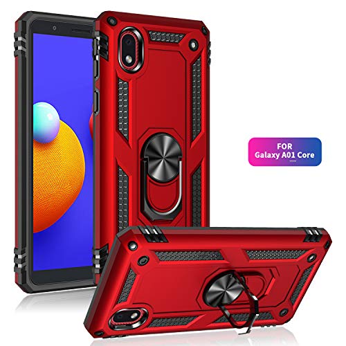 BestST Funda para movil Samsung A01 Core/M01 Core Armor Carcasa con 360 Anillo iman Soporte Hard PC y Silicona TPU Bumper antigolpes Fundas Carcasas Case, Negro