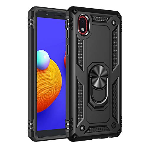 BestST Funda para movil Samsung A01 Core/M01 Core Armor Carcasa con 360 Anillo iman Soporte Hard PC y Silicona TPU Bumper antigolpes Fundas Carcasas Case, Negro