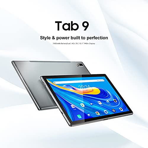 Blackview Tab9 4G LTE + WiFi Tablet con 10.1 '' FHD, Android 10, 4GB RAM + 64GB ROM, 128GB expandible, Octa-Core, 7480mAh Batería, 13MP + 5MP, 1920 * 1200, GPS/Bluetooth/Face ID/OTG-Gris