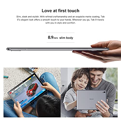 Blackview Tab9 4G LTE + WiFi Tablet con 10.1 '' FHD, Android 10, 4GB RAM + 64GB ROM, 128GB expandible, Octa-Core, 7480mAh Batería, 13MP + 5MP, 1920 * 1200, GPS/Bluetooth/Face ID/OTG-Gris