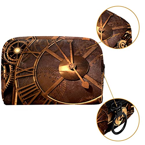 Bolsa cosmética compacta Bolsa de Maquillaje Monedero, Steam Punk Reloj Tiempo Antiguo fantasía Fondo