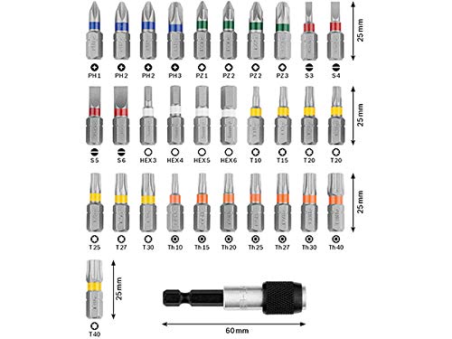 Bosch Professional 260925C148 Set De 32 Puntas De Atornillar Accesorio De Taladro Atornillador, Set De Puntas De Atornillador