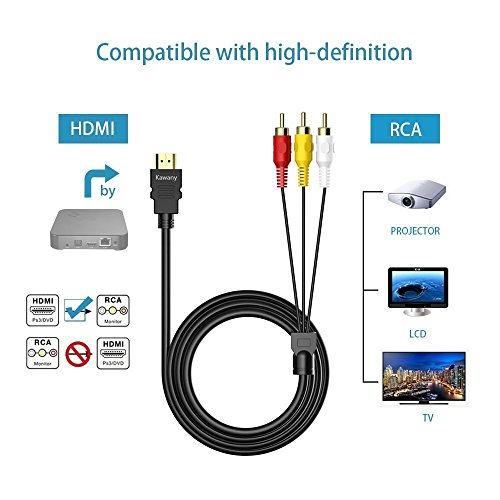 Cable Goodlucking de HDMI a RCA, 1,5 m, de HDMI macho a 3RCA, color negro