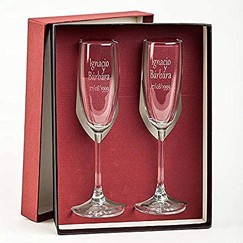 Calledelregalo Regalo Personalizable: Copas de Cava grabadas con los Nombres o Textos Que tú Quieras