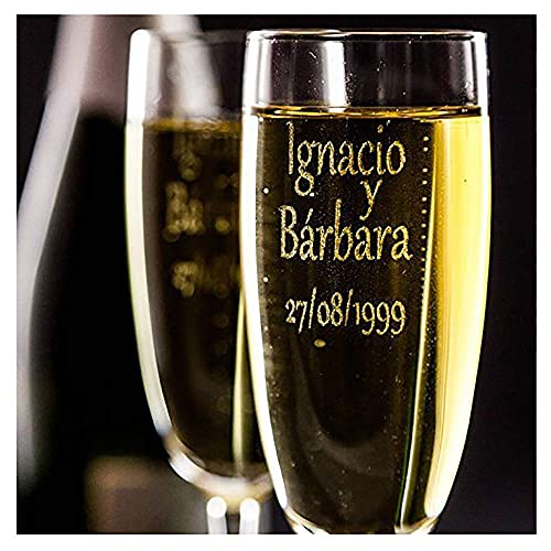 Calledelregalo Regalo Personalizable: Copas de Cava grabadas con los Nombres o Textos Que tú Quieras