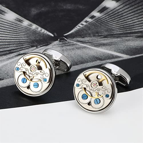 chushi Gemelos Gemelos for la joyería de la Boda de los Hombres Gifts Gift Gift Gift Watch Steampunk Gear Gemelos Alta Gama (Metal Color : Imitation Rhodium Plated)