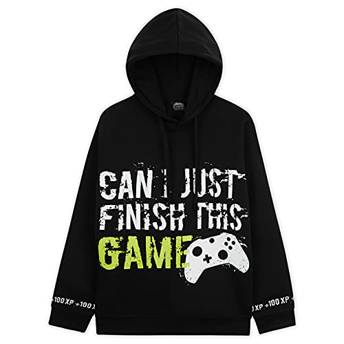 CityComfort Sudadera Niño Gamer con Capucha Regalos para Niños (Negro, 13-14 Años)