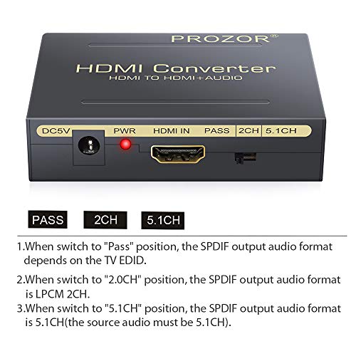 Convertidor HDMI a HDMI Audio Divisor Digital 1080p HDMI a HDMI + SPDIF / RCA Toslink +RCA L/R Audio Convertidor Adaptador Óptica Fibra Salida Cable USB para TV Blu-ray PS3 PS4