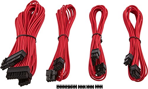 Corsair CP-8920145 Starter-Set - Set de cables (macho/macho, RMi series, RMx series, SF series), Rojo (Red)