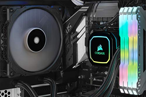 Corsair iCUE H60i RGB PRO XT Refrigerador Líquido para CPU Ventilador de Levitación Magnética de 120 mm Corsair ML Series, Controlado por PWM, 400, 2.400 RPM, Cabezal Bombeo RGB y Multizona, Negro