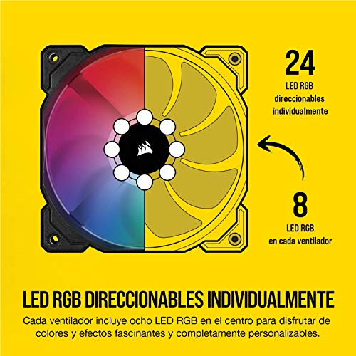 Corsair iCUE SP120 RGB PRO - Ventilador de chasis de 120mm, Silencioso, de Flujo de aire elevado, Paquete Triple