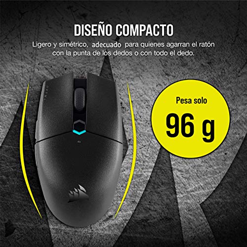 Corsair KATAR PRO WIRELESS Ratón para Juegos, Sensor Óptico 10.000 PPP, Forma Simétrica, Inferior a 1 ms Tecnología Wireless, Hasta 135 Horas de Duración de Batería, Seis Botones Programables, Negro