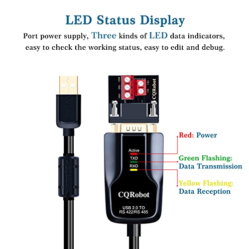 CQRobot USB a RS422 o RS485 Puerto Serial Convertidor Adaptador Cable con Chip FTDI FT232. Apoyo Windows 10 8 7 XP Mac. 600W-SPD, 15KV-ESD, Control Automático E / S, Apoyo 32 Nodos, 2.2 Metros.