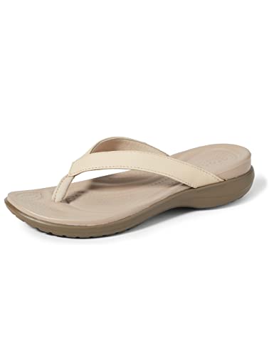 Crocs Capri V Flip W Mujer Sandalias, Beige (Chai/Walnut), 37/38 EU