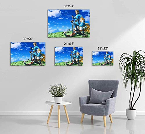 cuadros decoracioncuadroslienzowall art|60x90cm|Frameloos The Legend of Zelda Breath of the Wild Videojuego Princess Zelda Link Sala de estar Dormitorio