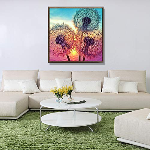 DIY 5D Diamante Pintura Kits, Amor de Playa y Diente de León Diamond Painting, DIY 5D Diamond Pintura por Número Kit, Completo Bordado Punto de Cruz Diamante Craft for Home Wall Decoration (Rosado)