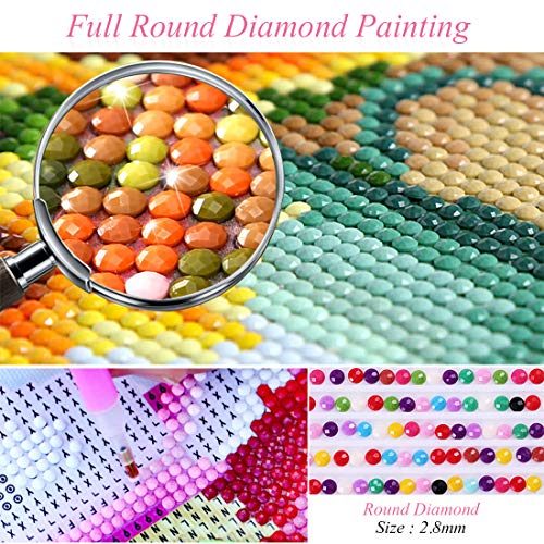 DIY 5D Diamante Pintura Kits, Amor de Playa y Diente de León Diamond Painting, DIY 5D Diamond Pintura por Número Kit, Completo Bordado Punto de Cruz Diamante Craft for Home Wall Decoration (Rosado)