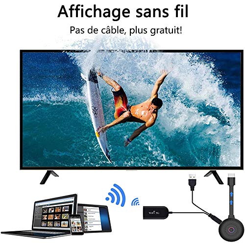 Dongle HDMI inalámbrico 4K HD Dongle TV de proyector multimedia en continuo WiFi, compatible con Miracast/DLNA/Airpla, compatible con iOS/Android/Mac/Windows