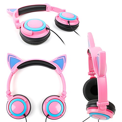 DURAGADGET Auriculares Plegables de Gato Rosa para MSI GE63VR Raider, GE73VR 7RF Raider, GL62M 7RD-429XES, GL62M 7RE-407, GS63VR, GS73VR Stealth Pro, GT73VR Titan 426, Leopard GP62M 7RD-268XES