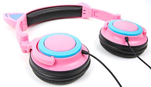 DURAGADGET Auriculares Plegables de Gato Rosa para MSI GE63VR Raider, GE73VR 7RF Raider, GL62M 7RD-429XES, GL62M 7RE-407, GS63VR, GS73VR Stealth Pro, GT73VR Titan 426, Leopard GP62M 7RD-268XES