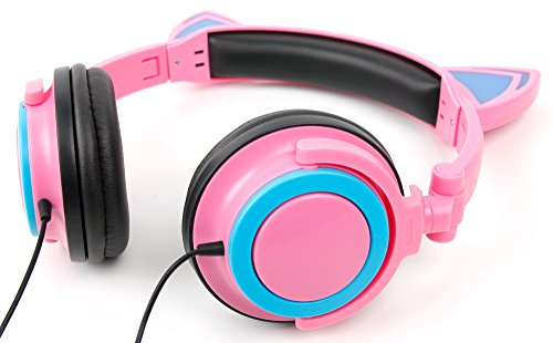 DURAGADGET Auriculares Plegables de Gato Rosa para MSI GE63VR Raider, GE73VR 7RF Raider, GL62M 7RD-429XES, GL62M 7RE-407, GS63VR, GS73VR Stealth Pro, GT73VR Titan 426, Leopard GP62M 7RD-268XES