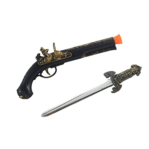 Ecloud Shop Disfraz de pirata con accesorios de pirata Sword Pistol Kids Pirate Theme Disfraz Set Suministros de juego de rol para niños, talla L