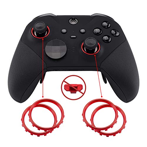 eXtremeRate 2 Paquetes de Anillos para Joysticks Xbox One Botón de Interruptor de Perfil Reemplazable Accesorios Repueatos para Mando de Xbox One Elite(Rojo Cromo Mate)